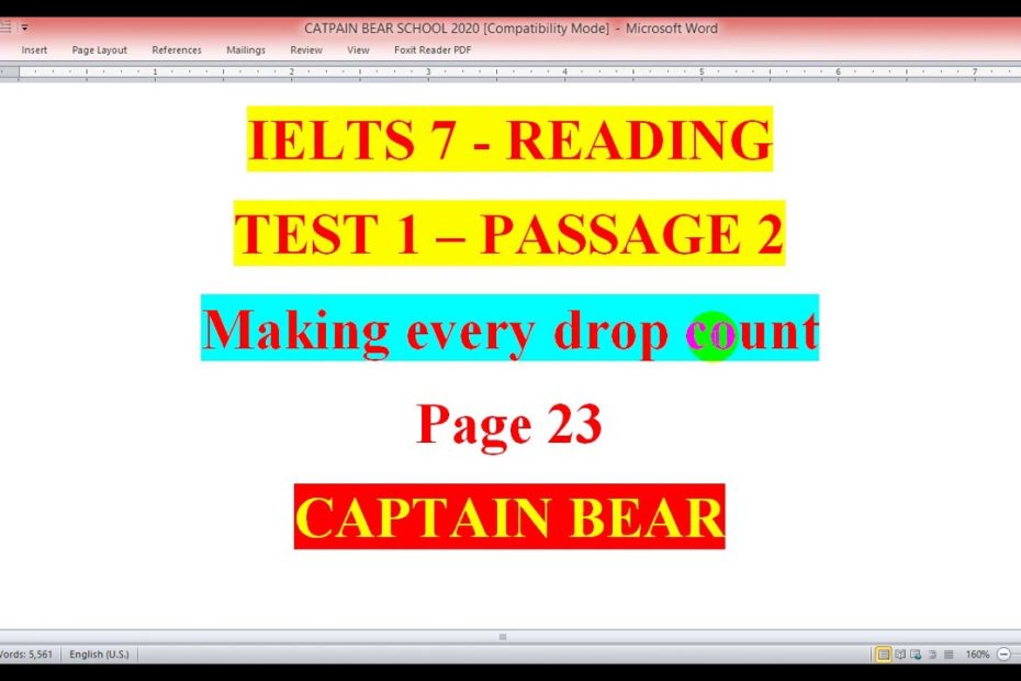READING - IELTS 7 - MAKING EVERY DROP COUNT
