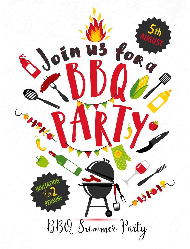 Bbq Party Invitation On White Background 1811167 Vector Art At Vecteezy