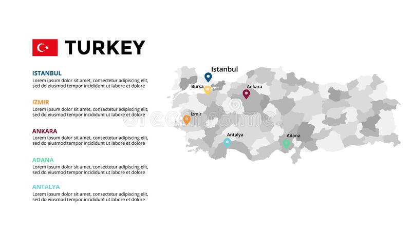Kaart Van Turkije Ankara En Adana Stock Illustratie - Illustration Of  Cartografie, Stad: 220313603